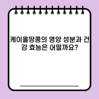 케이올땅콩 완벽 가이드: 맛, 효능, 구매 가이드까지!