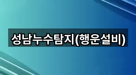 성남누수탐지(행운설비)