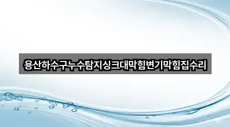 용산하수구누수탐지싱크대막힘변기막힘집수리