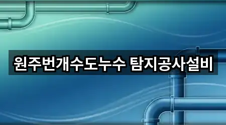 즉시 확인: 강원특별자치도 원주시 봉산동 누수탐지 4곳